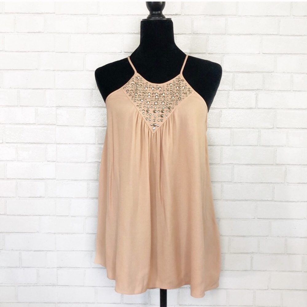 Rebecca Taylor bronze studded peach tank top